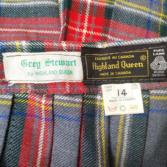 Highland Queen Grey Stewart Wool Kilt Womens Size 14 Dark Academia Vintage - Picture 3 of 3